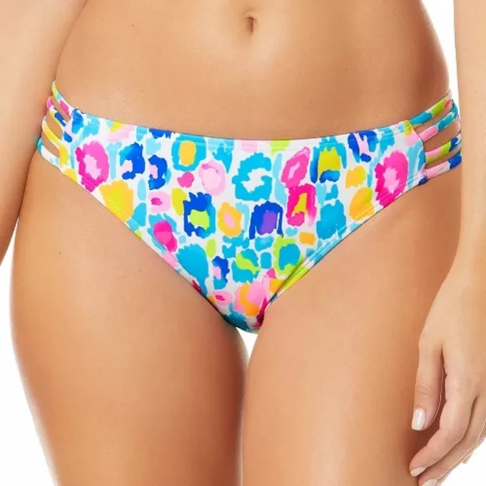 NWT, Womens Juniors Strappy Printed Swim Bottom